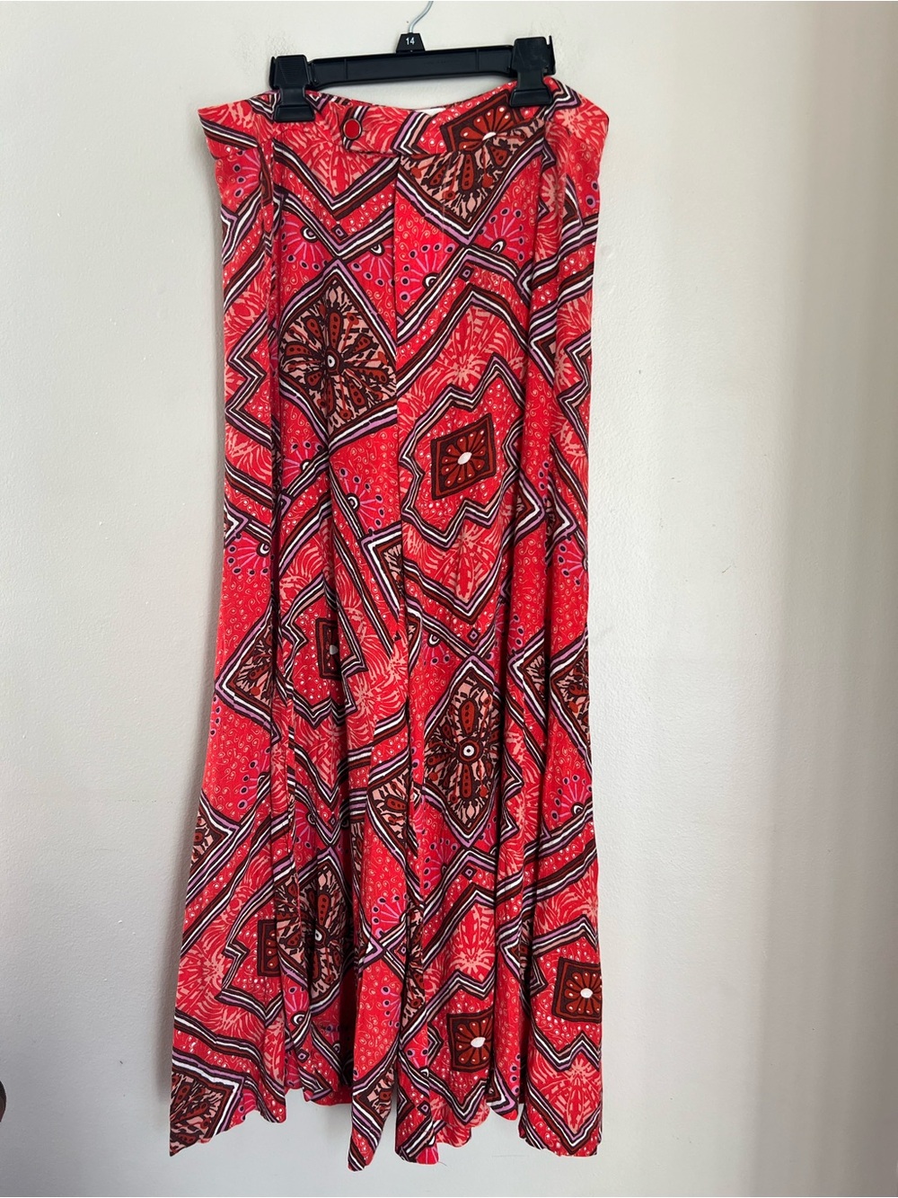 Anthropologie Bohemian Flowy Red Geometric Wide Leg Palazzo Pants Women’s 8 Art - Picture 2 of 15